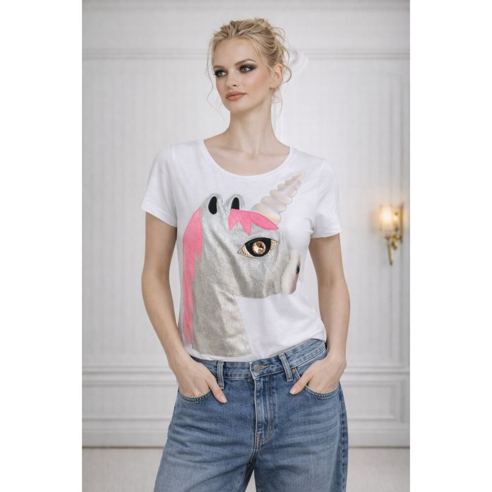 🦄 Nil & Mon Unicorn Graphic Tee | Gem & Faux Fur Statement T-Shirt